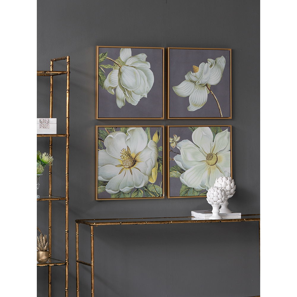 Botanical Wall Art Prints, Home Decor For Living Room Dining Room Bedroom Hallway (Set of 4) - Gray