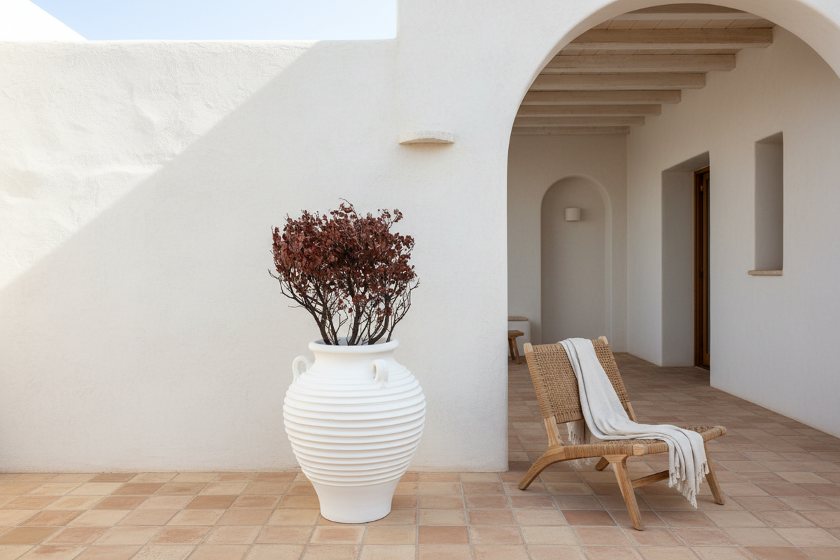 Large White Terracotta Greek Planter