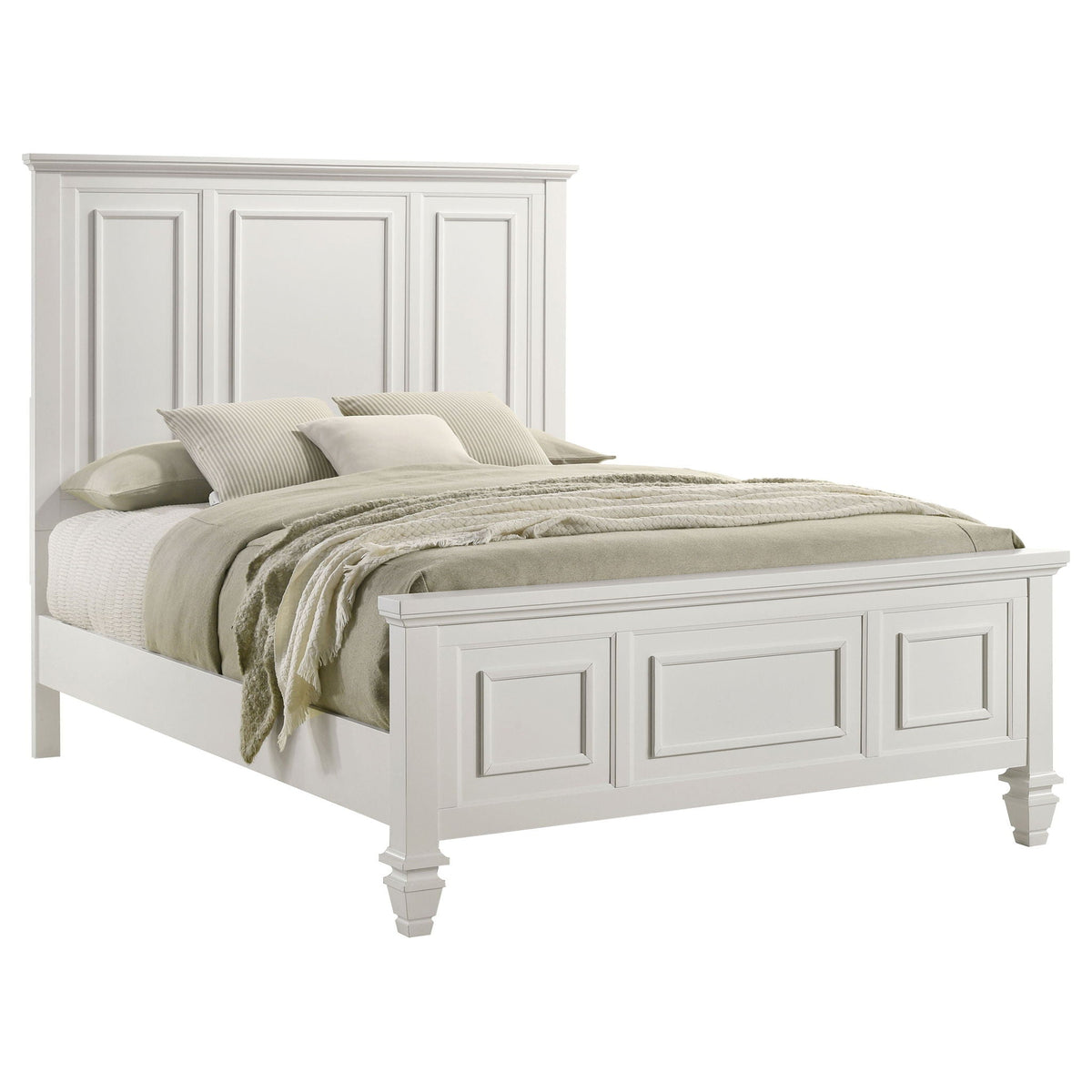 Copper - Queen Panel Bed With Structured Headboard And Slatted Design - White