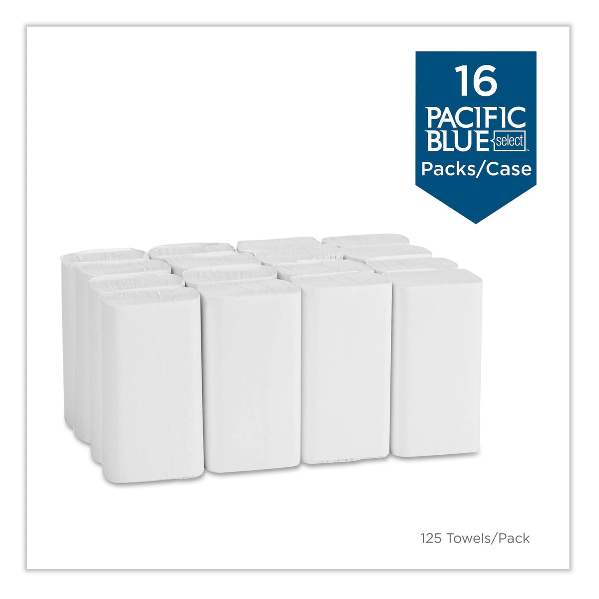 Georgia Pacific Blue Select Multi-Fold 2 Ply Paper Towel, 9.2 x 9.4, White, 125/Pack, 16 Packs/Carton