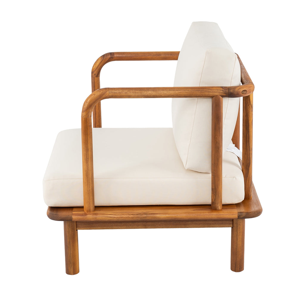 Canape 4-Pieces Acacia Conversation Set with Cream Cushion, Teak