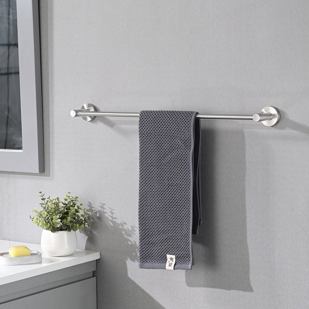 Bathroom Set 4 Pack With Towel Bar Racks, Toilet Paper Holder, Ring, Hook, Stainless Steel - Brushed Nickel