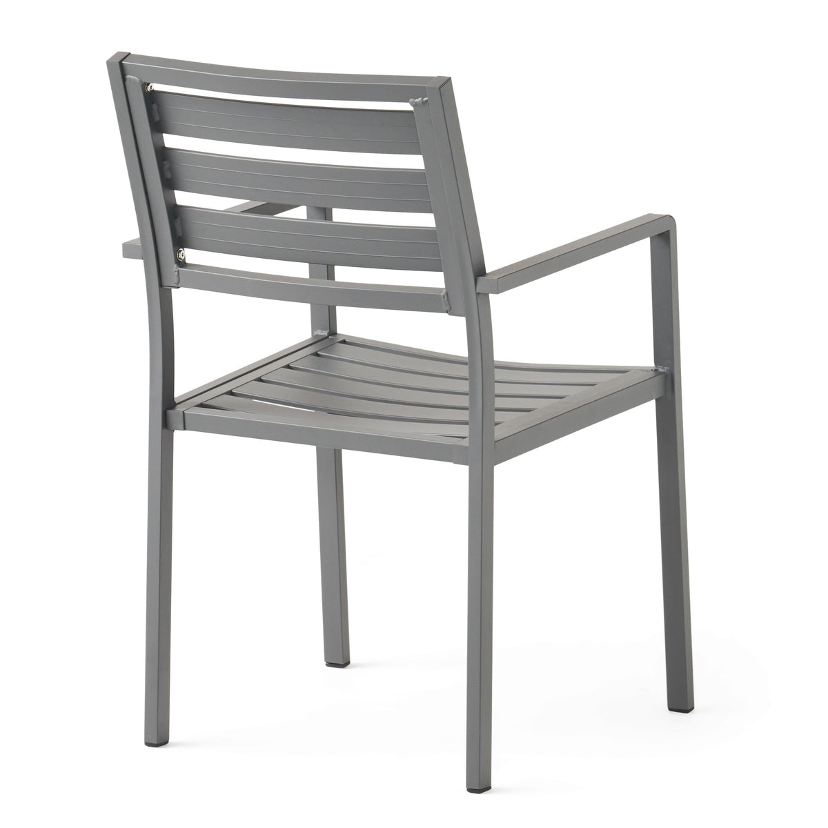 Outdoor Modern Aluminum Dining Chair (Set of 2), Gun Metal Gray