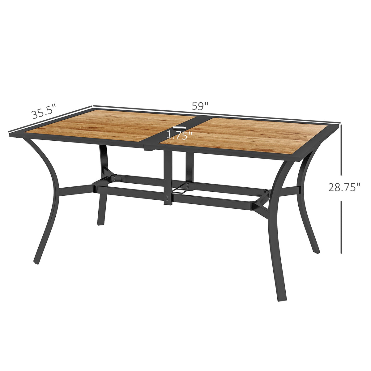 Stable Faux Wood Rectangle Outdoor Dining Table