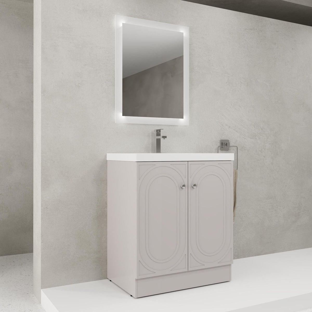 Contemporary Freestanding Bathroom Vanity With Resin Sink & Soft-Close Cabinet Doors