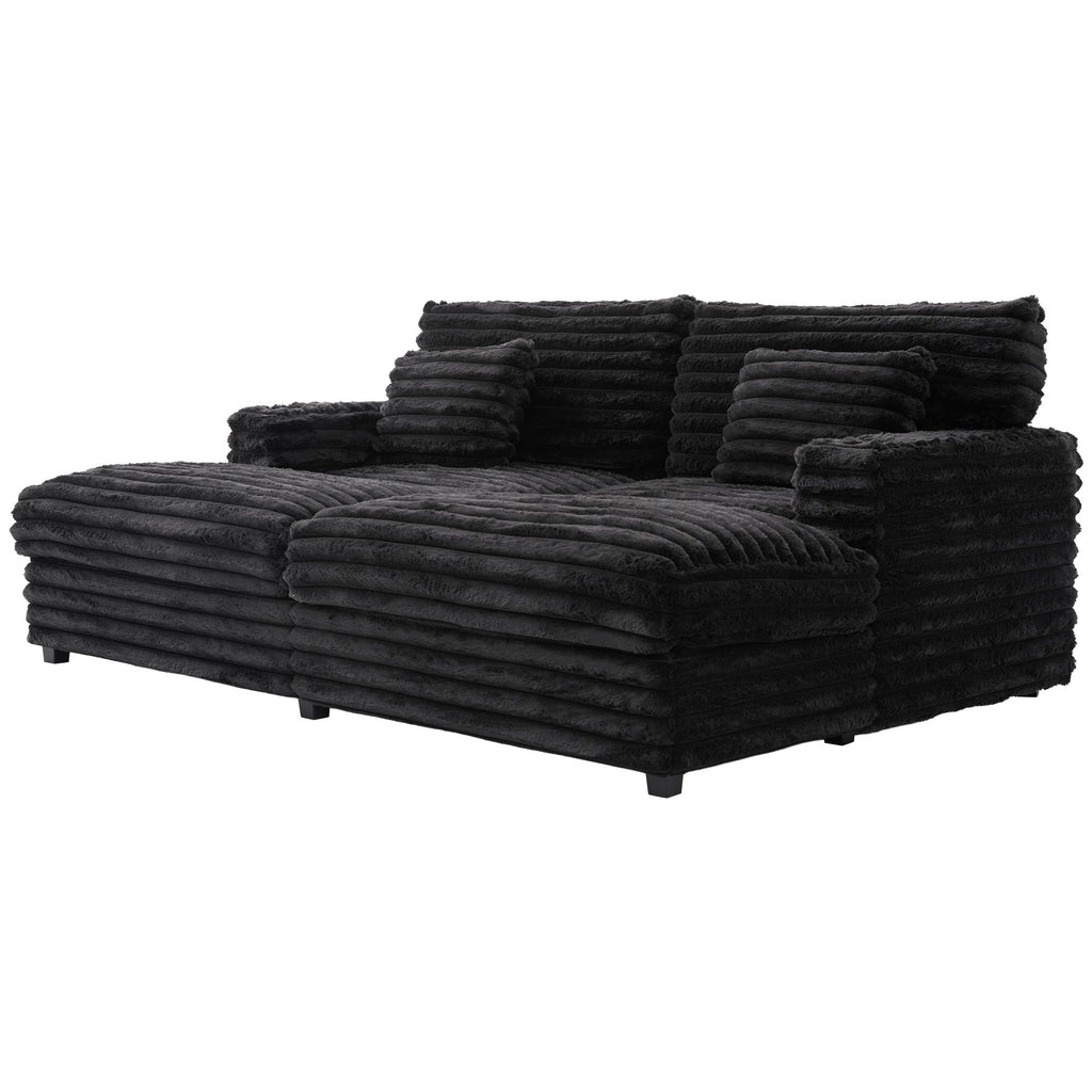 Oversized Double Chaise Lounge Sofa Bed With USB Ports And Cup Holders