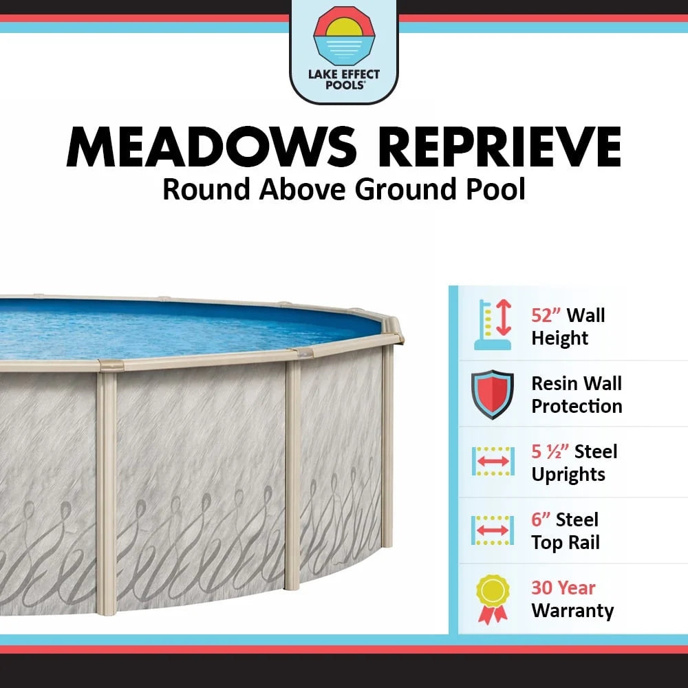 Meadows 27' round 52" Wall Above-Ground Swimming Pool, Full Start-Up Kit