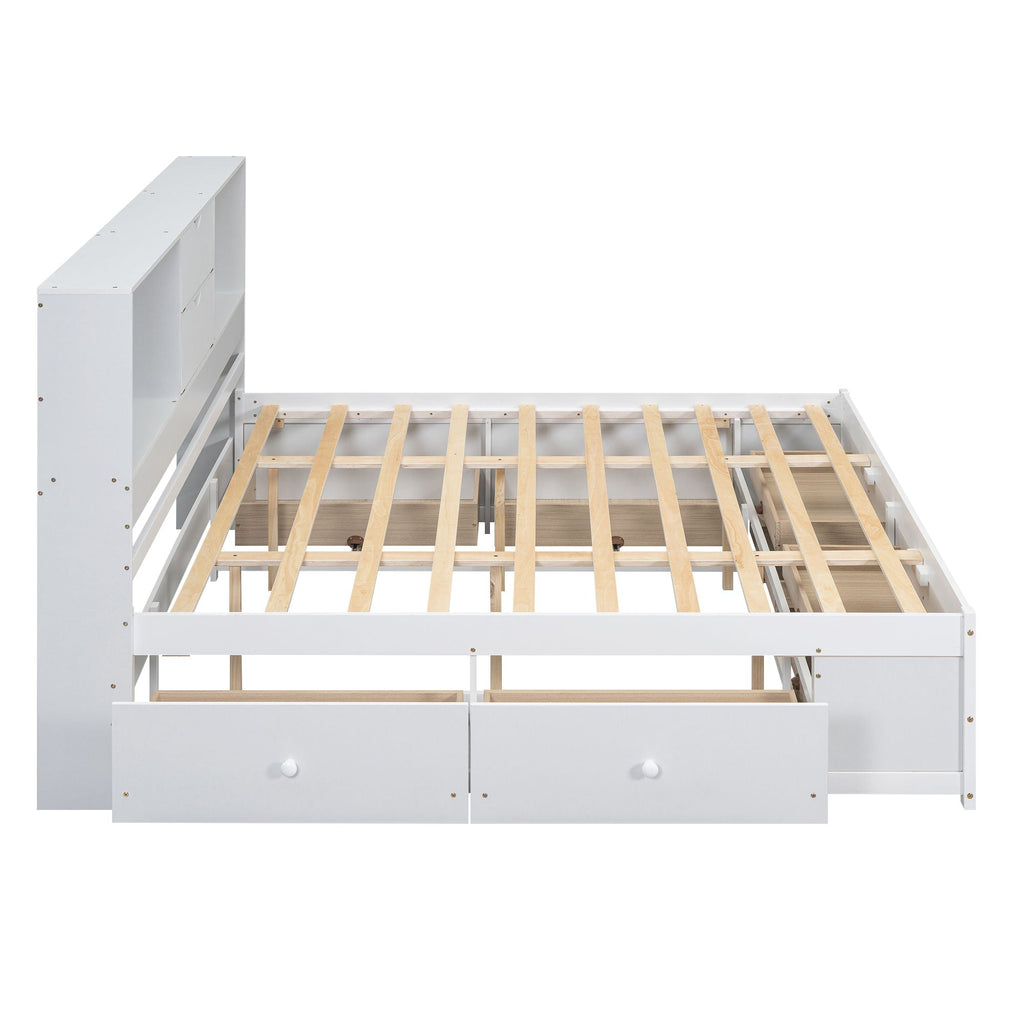 Platform Bed With Storage Headboard And 8 Drawers