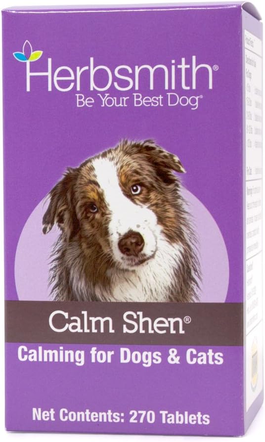 Herbsmith Calm Shen – Herbal Blend for Dogs & Cats – Natural Anxiety Remedy for Dogs & Cats – Feline and Canine Calming Supplement – 270 Tablets