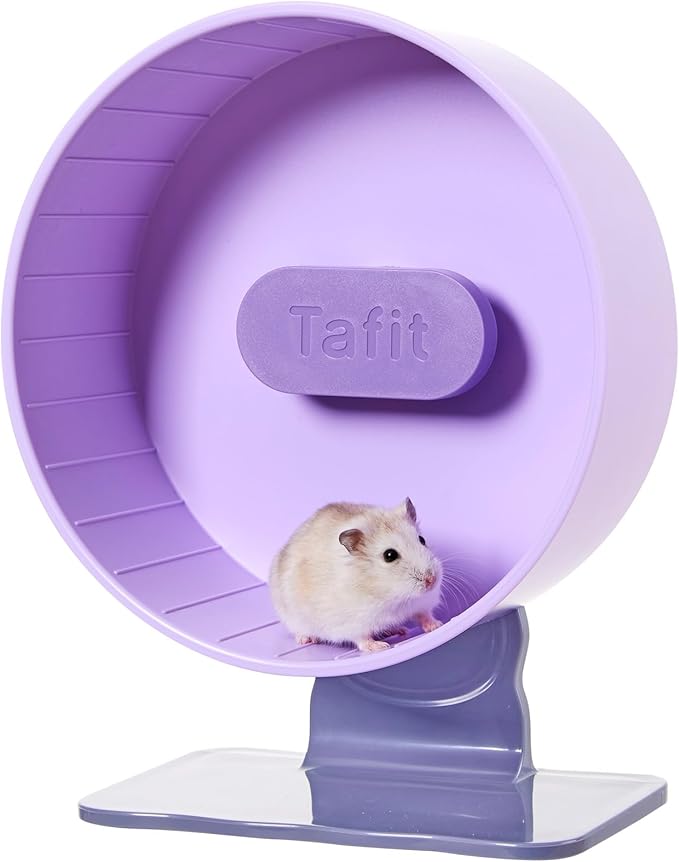 Silent Hamster Wheel 8.7 Inch Dual-Bearings Small Animals Quiet Running Exercise Wheels, Height Adjustable for Dwarf Hamsters, Gerbils, Mice, Hedgehog, Lemmings, or Other Small Pets,Taro Purple