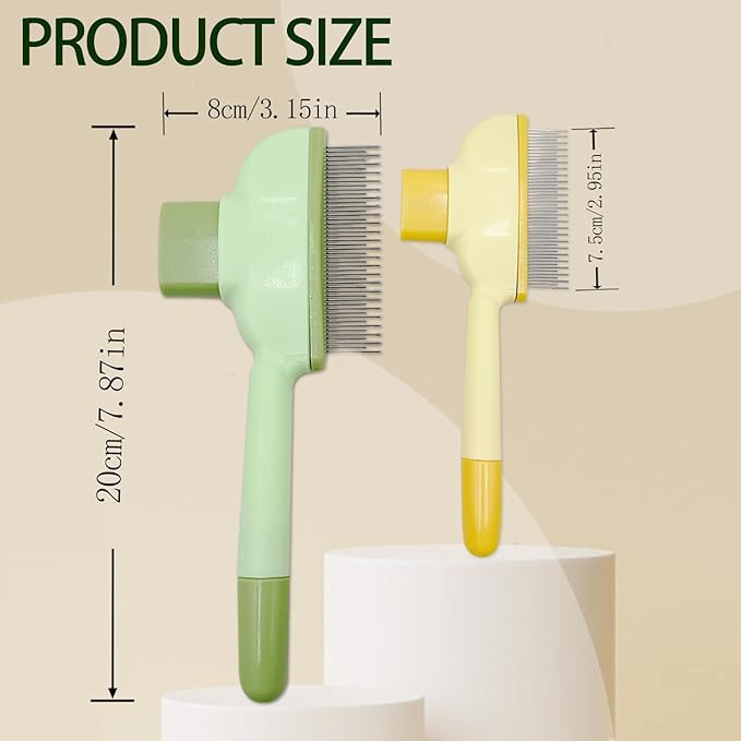 2Pcs Flea Comb for Cats Dogs,Long & Short Stainless Steel Metal Teeth for Shedding and Tangles,Cat Combs for Indoor Cats