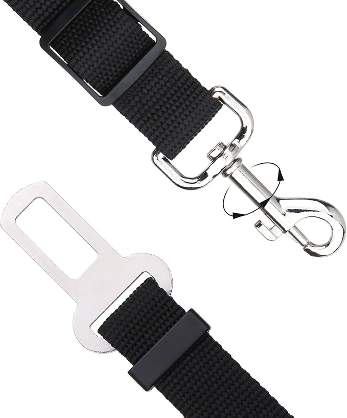 Elisel Elisel 2 Packs Adjustable Length Pet Dog Cat car seat Belt Pet seat Belt Pet Accessories for Dogs Cats and Pets (Black)