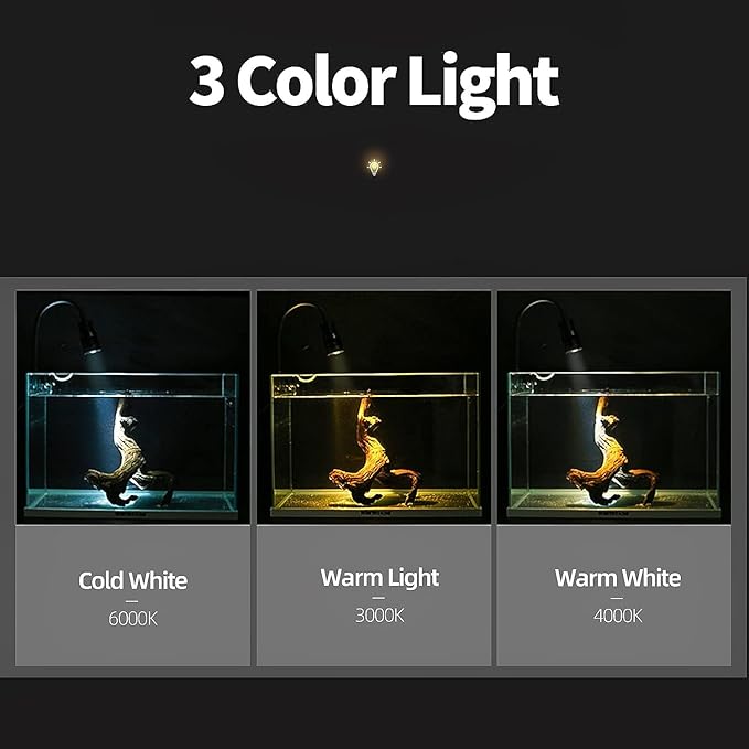 UPETTOOLS Aquarium Light Full Spectrum Fish Tank Lights LED Zoom Lights for Plants 3 Colors Adjustable Focal Length 10w