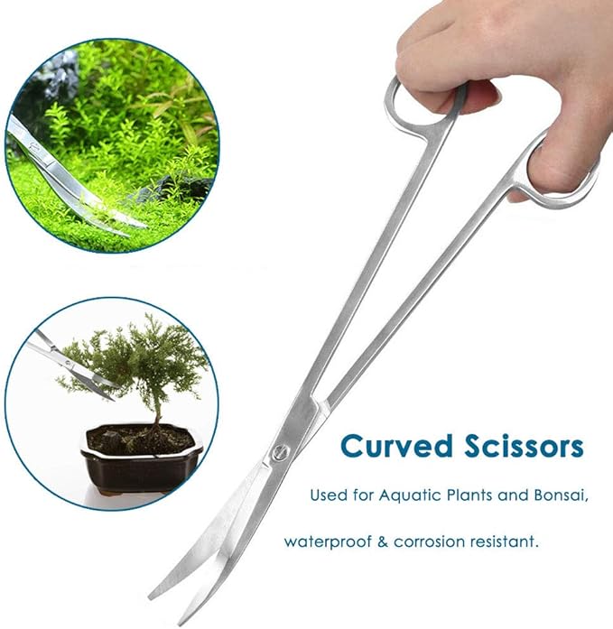 Capetsma Aquascape Tools, Long Stainless Steel Aquarium Plant Tools Aquarium Tweezers Scissors Spatula Tool Set Bonsai Kit Algae Scrapers Aquarium Cleaning Kit for Fish Tank Starter kit