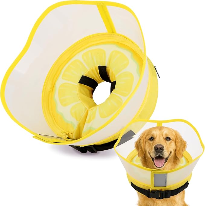 Soft Dog Cone Collar, Inflatable Donut Cones Alternative After Surgery for Large/Medium/Small Dogs to Stop Licking, Elizabethan Neck Ecollars of Shame with Anti-Lick Shield, XL Comfy Pillow Recovery
