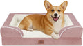 Comfort Expression Medium Dog Beds Waterproof Orthopedic Foam Dog Sofa Beds for Medium Large Dogs Comfy Pet Bed with Washable Removable Cover & Non-Slip Bottom(Medium,Pink)