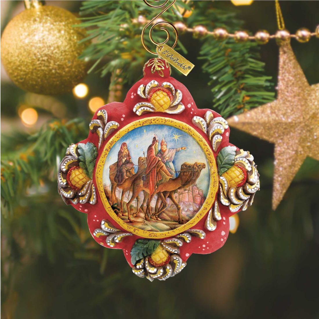 Three Kings Nativity Sculpted Hand-Painted Christmas Ornament by G. DeBrekht - Nativity Holiday Décor - 6102516