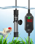 25W Adjustable Aquarium Heater Super Short Submersible Fish Tank Heater Fish Heater with LED Digital Display Thermostat, for Tanks 3-5 Gallons