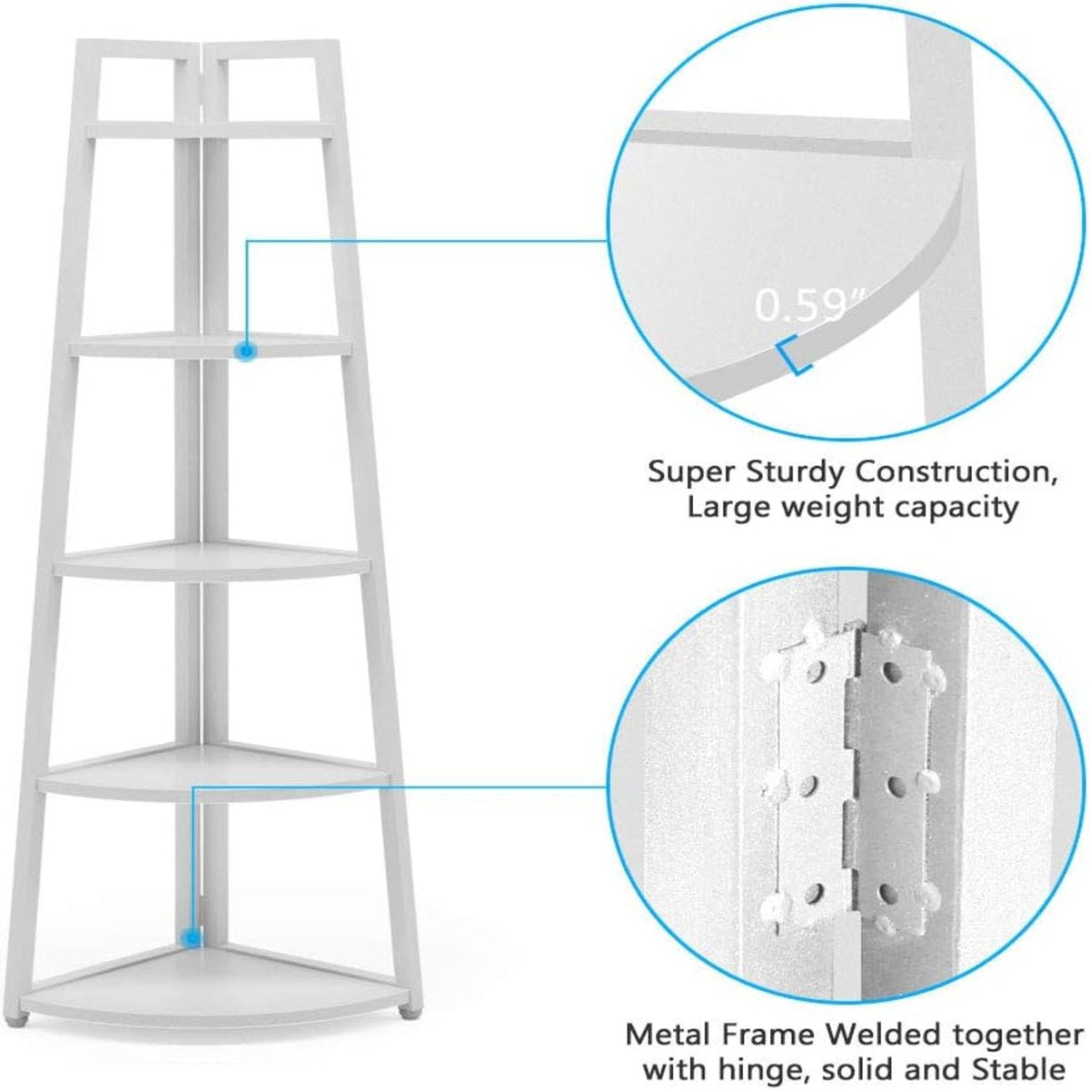 Tall 5 Tier Corner Bookshelf For Living Room