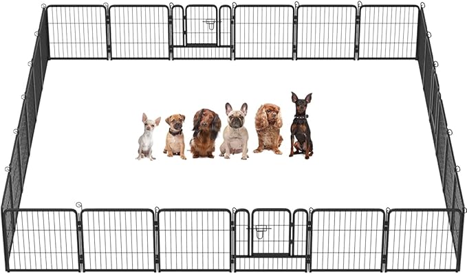 BestPet | Dog Playpen | 24 Inch, 24 Panels | Heavy Duty Metal Pet Exercise Pen | Indoor Outdoor Fence Panels | Rust-Resistant, Removable, Tool-Free Setup | Anti-Skid, Expandable Design