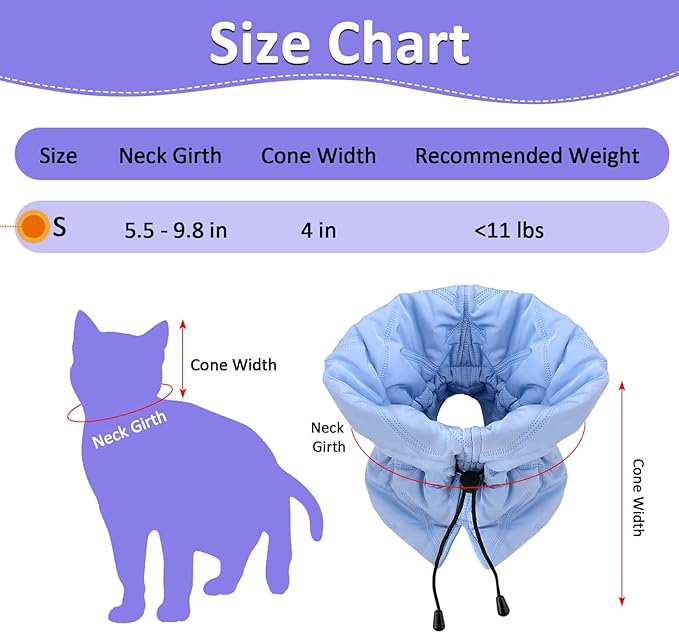 Soft Cat Cone Collar for Recovery - Adjustable, Lightweight Elizabethan Collar Alternative for Small Cats & Kittens