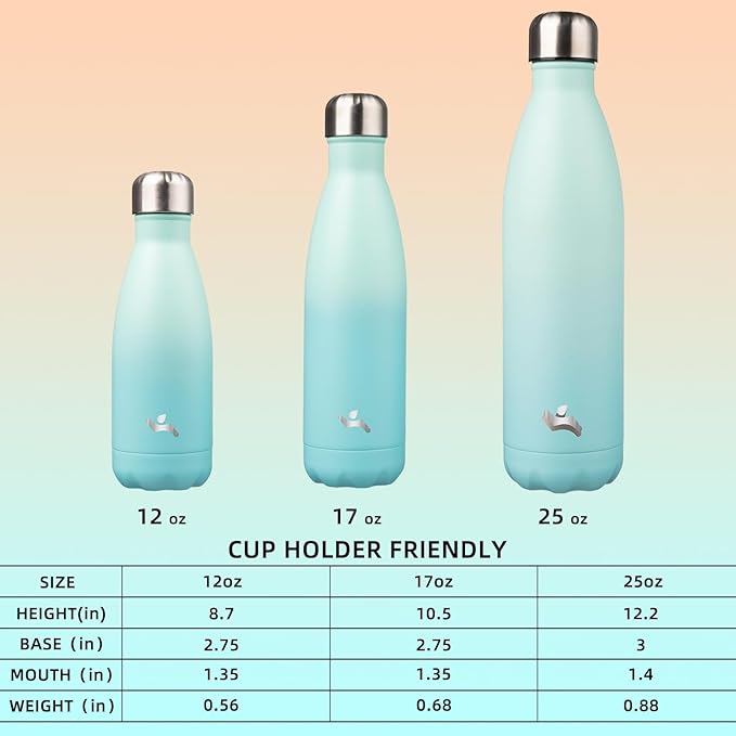 Insulated Water Bottles,25 oz Double Wall Stainless Steel Vacumm Metal Flask for Sports Travel,Mint