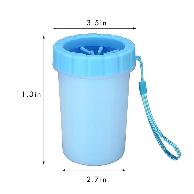 Pet Paw Cleaner Cup–Portable Dog Paw Washer with Soft Silicone Bristles–Easy to Use, Detachable, and Travel-Friendly (Blue)
