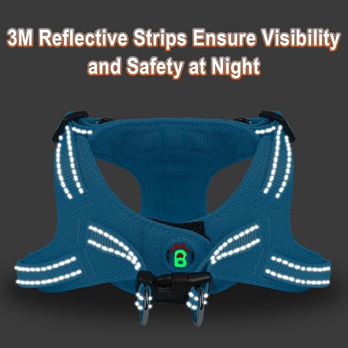 Dog Harness Step in Dog Vest Harness, Reflective Adjustable Puppy No Pull Harness Breathable Soft for Small and Medium Dogs Cats, Blue, S