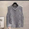 Womens Retro All-Match Buttoned Knitted Vest
