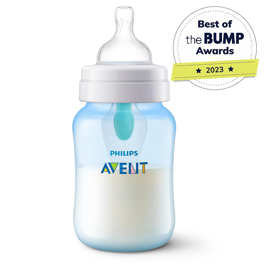 Philips Avent Anti-Colic Baby Bottle with AirFree Vent, Medium Flow 2 Nipple, 1m+, 9oz, 4 Pack, Pink, SCY703/14