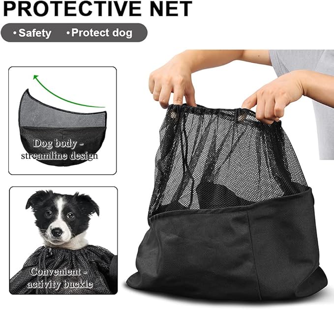 Tomkas Small Dog Sling Carrier - Zipper pocket & Adjustable strap & Zip Pocket - for 8 - 15 lbs pets(Black)Pupppy
