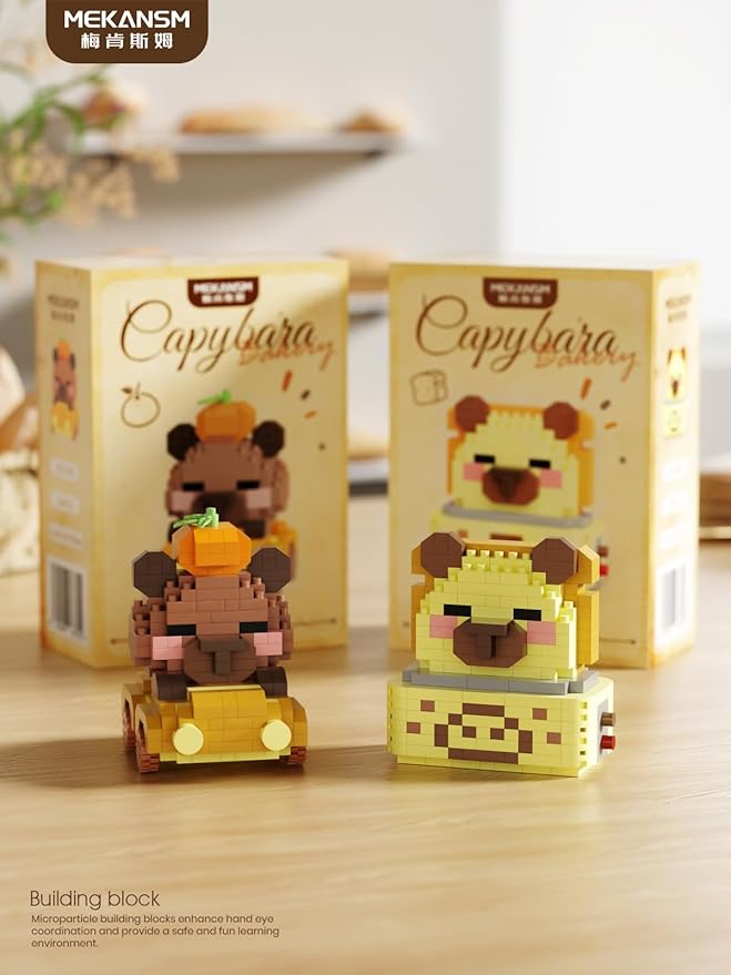 Croissant Cute Capybara Baking Bread Series Mini Building Toy Kawaii Animals Set Micro Adorable Pet Buildings Small Bricks Gifts Toys