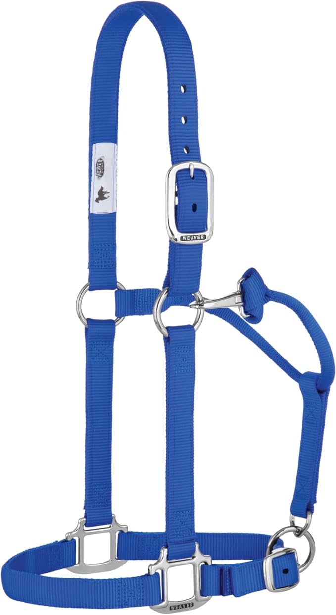 Weaver Equine Nylon Horse Halter, Triple-Ply Cheek Design, Original Non Adjustable Halters for Horses, Equine Tack,Average Size, Black