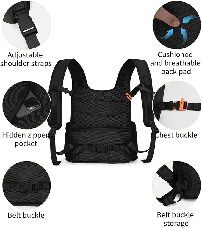 OFY Cat Carrier Puffy Backpack Breathable Small Dog Front Backpack Large Space for Small Dogs, Drawstring & Water-Resisant Pet Bag for Travel Hiking, Black Patent Pending