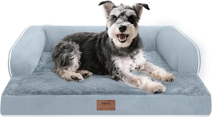 Small Dog Bed Waterproof Orthopedic Dog Beds for Medium Sized Dogs Comfy Pet Cat Bed with Sides, Washable Removable Cover
