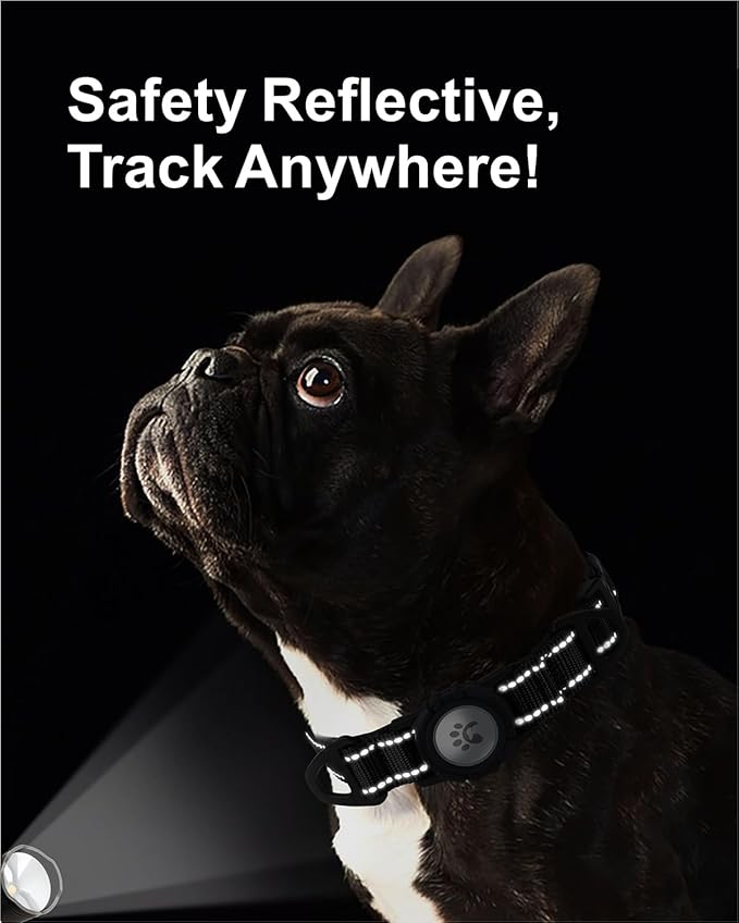 TagME Airtag Dog Collar,Waterproof Reflective Pet Collar with Airtag Holder,Soft Padded and Double D-Rings for Small Dogs,Black
