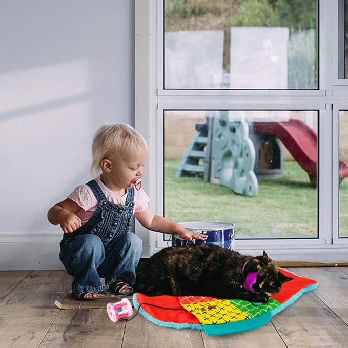 AWOOF Cat Mat, Cute Soft Catnip Mat, Cat Activity Mat Machine Washable Catnip Toys Interactive Cat Toys for Indoor Cats (Fish Shape)