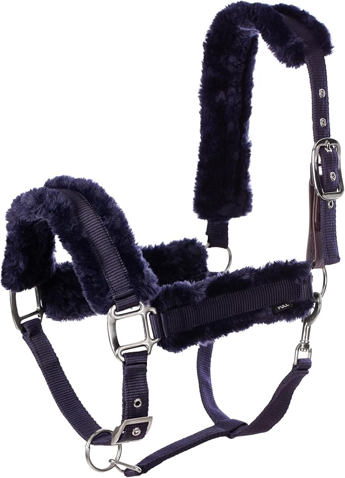 Equinavia Valkyrie Soft Ultra Fleece Padded Adjustable Breakaway Horse Halter - Navy/Navy - Cob
