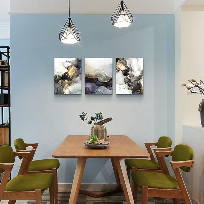 Boho Wall Decor - Abstract Ink Paintings, Framed Wall Art for Living Room, Bedroom & Office - 20" X 28" - 3 Piece Set