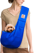 Tomkas Small Dog Sling Carrier - Classic Pocket & Classic Strap - for 3-10 lbs Pets(Royal Blue)