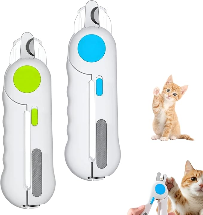 Pets Nail Clippers with Light, Cat Dog Nail Clippers with Built-in Nail File, Sharp Blades, Portable Cat Nail Clipper, Cats Claw Trimmer, Adjustable Claw Clippe for Cats (Style A)