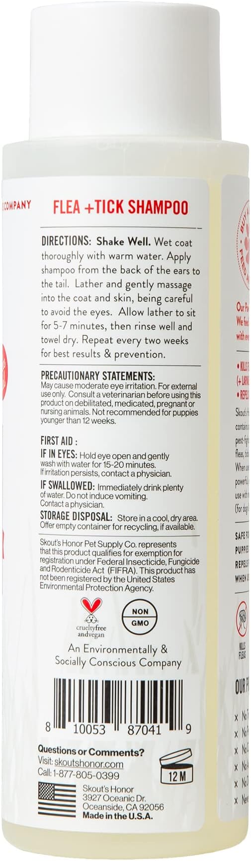 Skout's Honor Flea and Tick Shampoo for Dogs - Natural Peppermint & Cedarwood Formula, Helps to Protect from and Against Fleas, Ticks, and Mosquitos, 16 oz