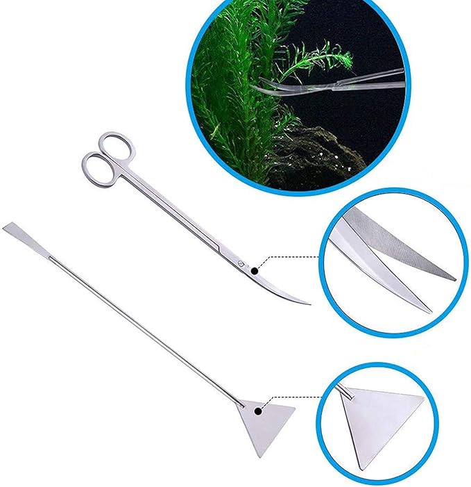 15in Aquascaping Tools, 4 in 1 Long Aquarium Tweezers Scissors Spatula, Stainless Steel Aquatic Plants Aquascaping Tools Set for Fish Starter Kits, Aquariums Tank and Terrarium