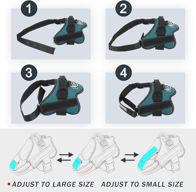 Bolux Dog Harness, No-Pull Reflective Dog Vest, Breathable Adjustable Pet Harness with Handle for Outdoor Walking - No More Pulling, Tugging or Choking (Turquoise, S)