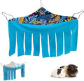 RIOUSSI Guinea Pig Hideout Hideaway Corner Fleece Toys Cage Accessories with Reversible Sides, Blue Leaves