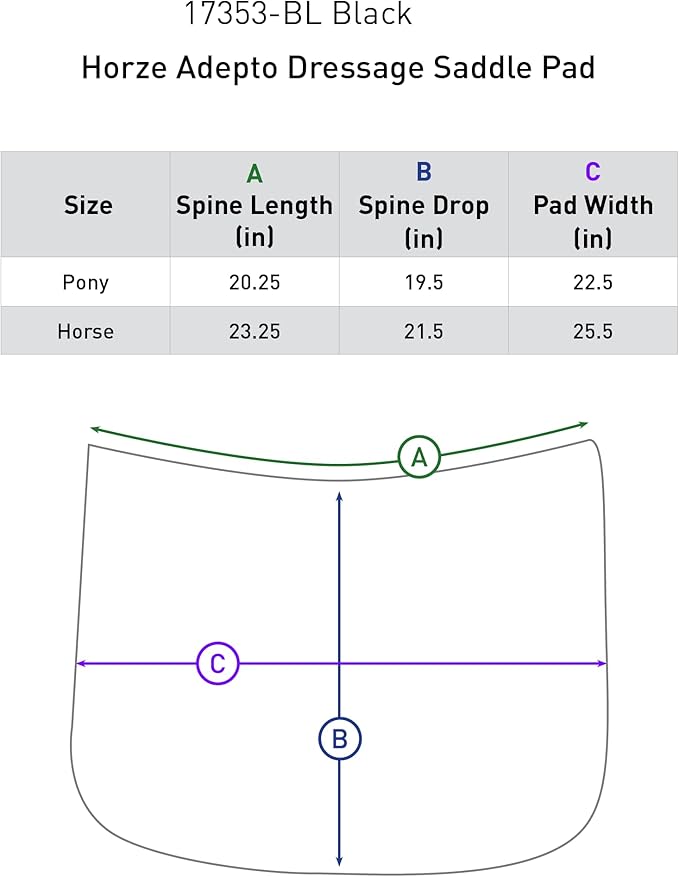 HORZE Adepto Quilted Quick-Dry Dressage Saddle Pad for Horses with Two-Tone Trim