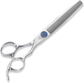 7'' Dog Grooming Scissors CNC 440C Blades Sharp and Durable Polished Thinning Dog Shears with Blue Diamond Adustable Screws Easy to Use for Groomer and Home User