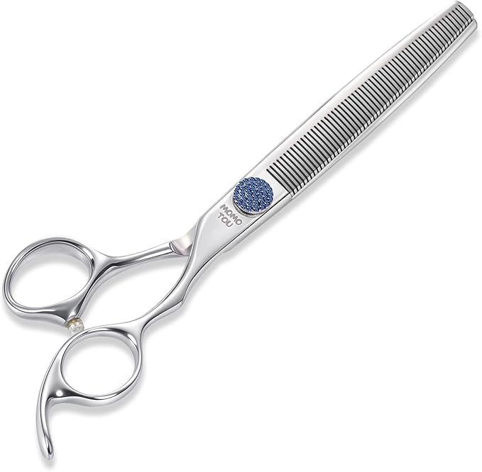 7.5'' Dog Grooming Scissors CNC 440C Blades Sharp and Durable Polished Thinning Dog Shears with Blue Diamond Adustable Screws Easy to Use for Groomer and Home User