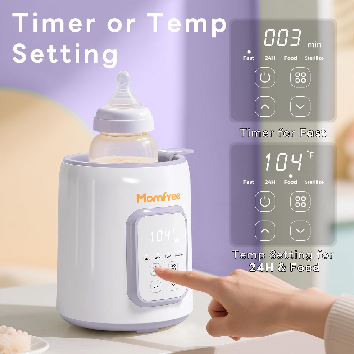 Bottle Warmer, 8-in-1 Fast Baby Bottle Warmer, Grey | for Breastmilk and Formula, Accurate Temperature Control, Automatic Shut-Off, Multifunctional for All Bottles