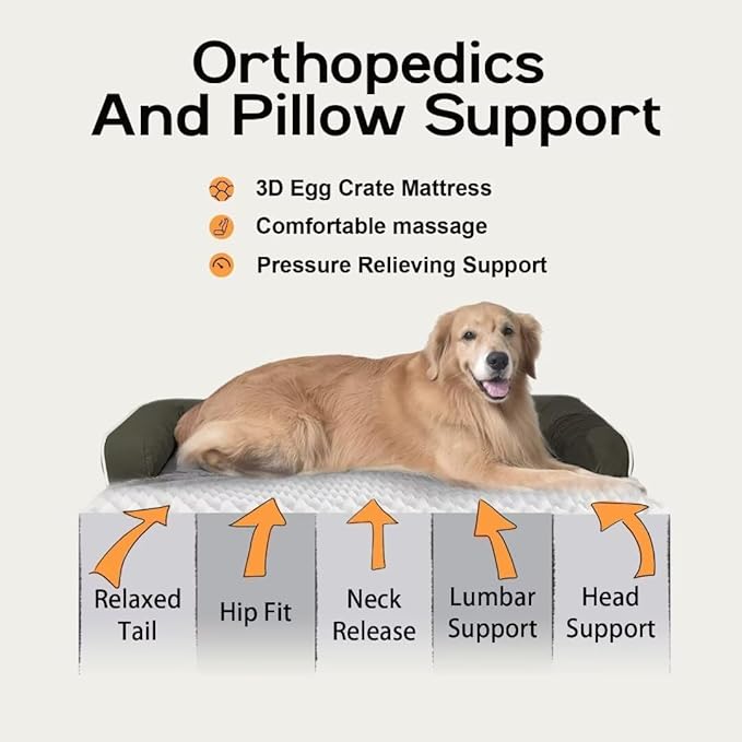 Small Dog Bed Waterproof Orthopedic Dog Beds for Medium Sized Dogs Comfy Pet Cat Bed with Sides, Washable Removable Cover